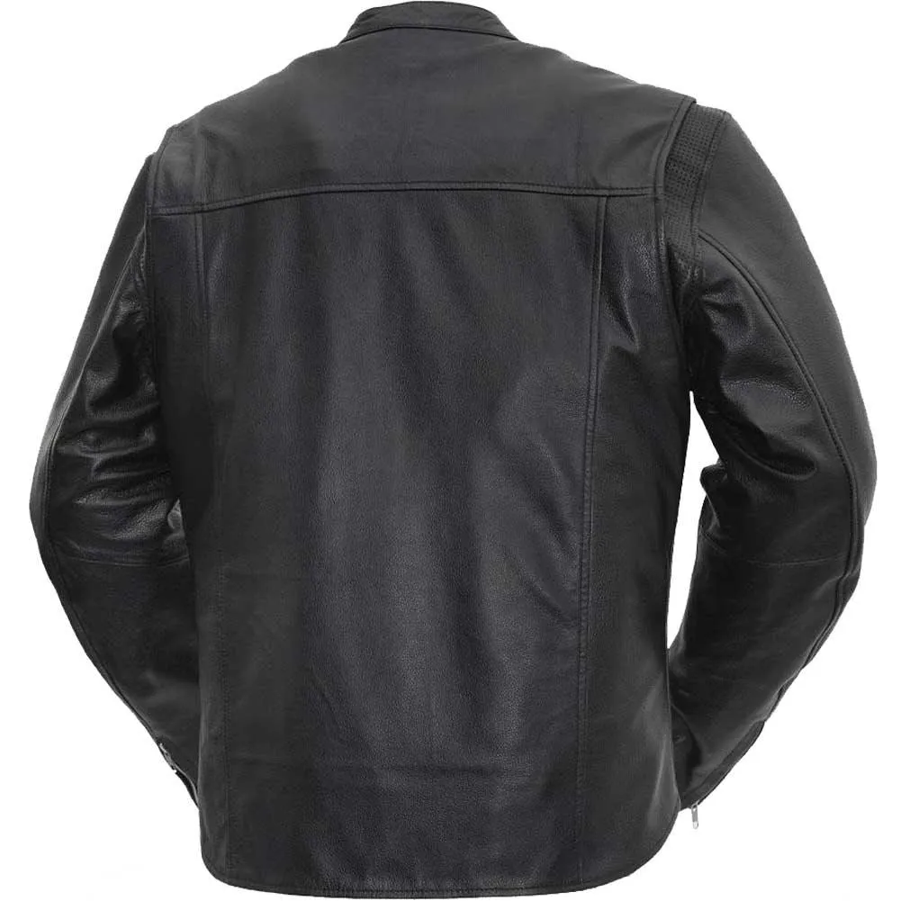 First Mfg Mens Rocky Lightweight Leather Motorcycle Jacket