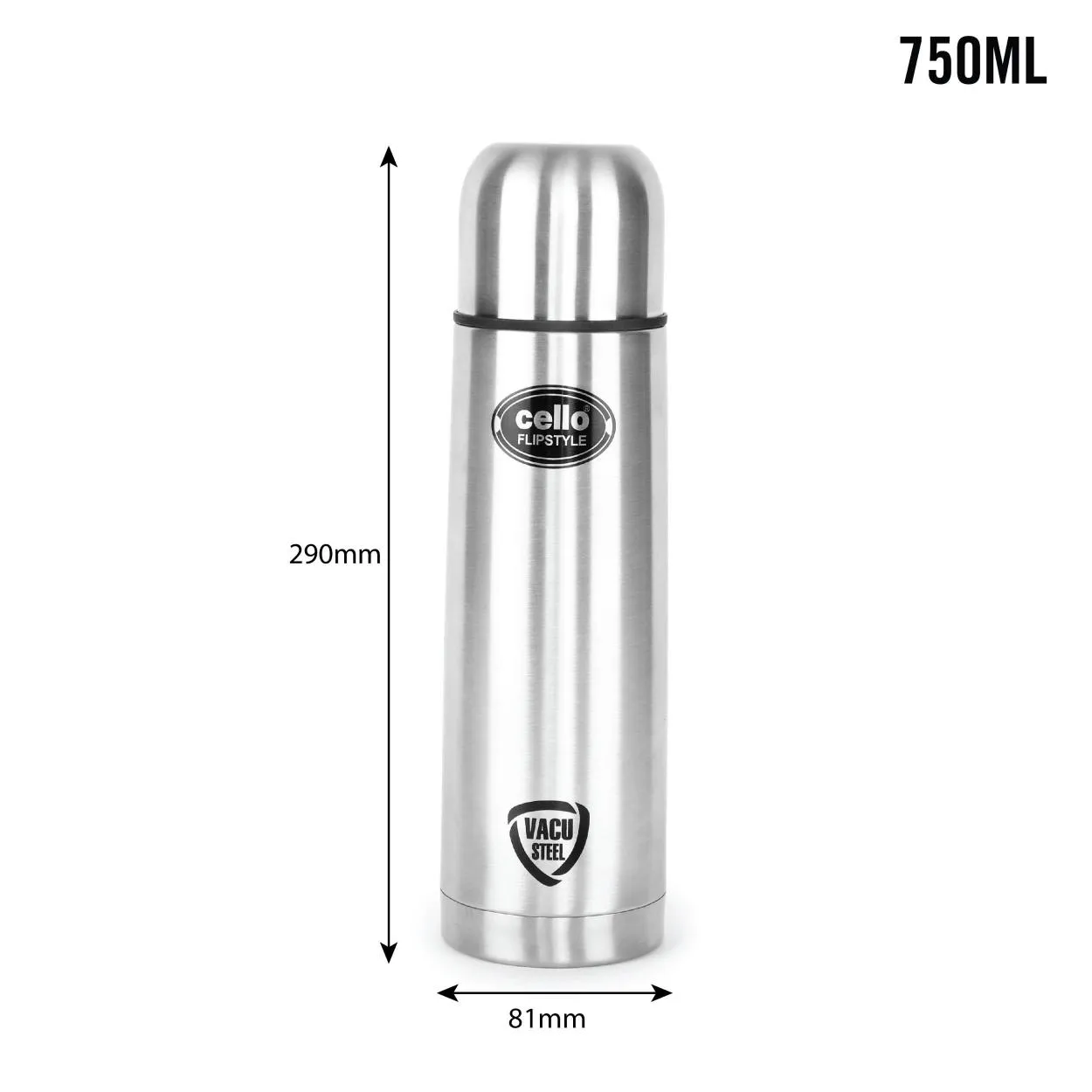 Flipstyle Flask, Vacusteel Water Bottle with Thermal Jacket, 750ml