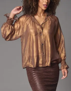 Foil Chiffon Shirt in Gold