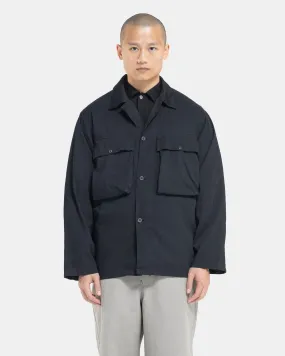 Garment-dye Shirt Jacket in Black Navy