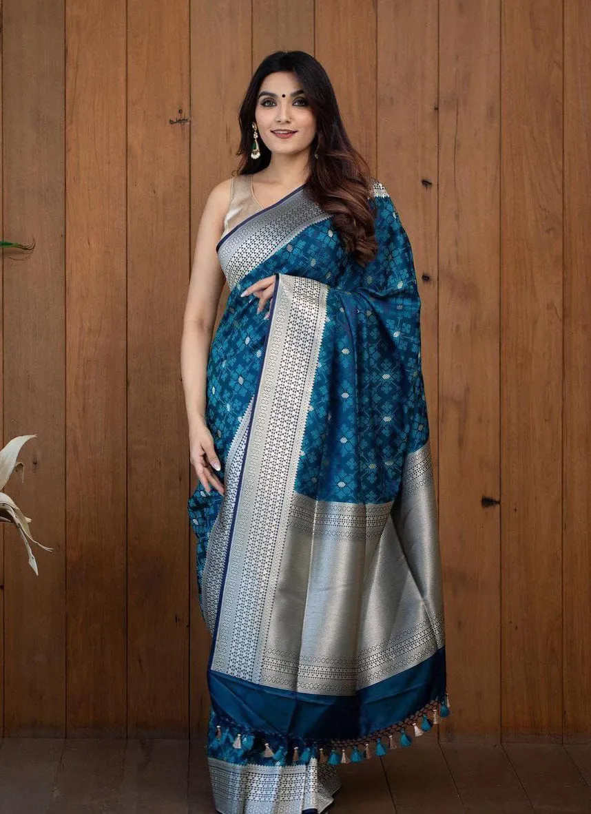 Girlish Teal Blue Soft Silk Saree With Impressive Blouse Piece