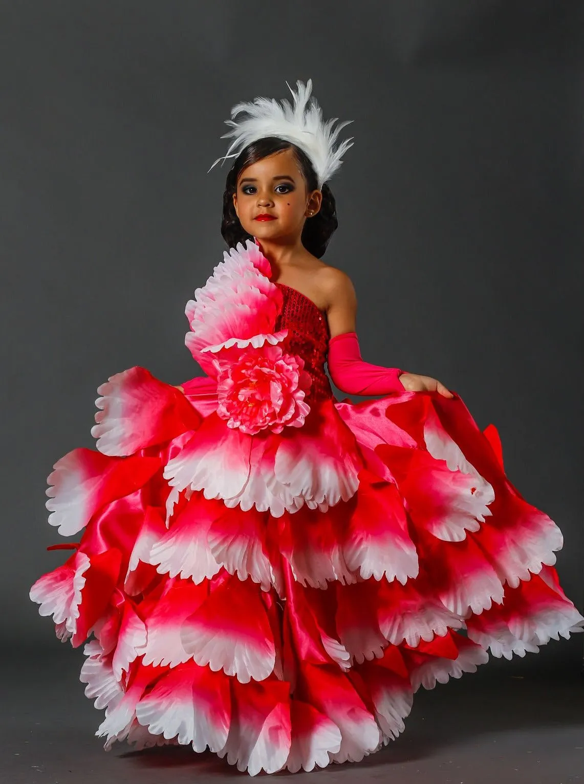 Girls Deluxe Pink Spanish Flamenco Dancer Costume