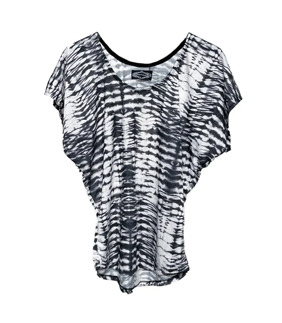 Gray and Off White Tie Dye Dolman Top