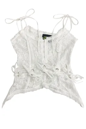 Gwendolyn White Lace Tie-Up Camisole