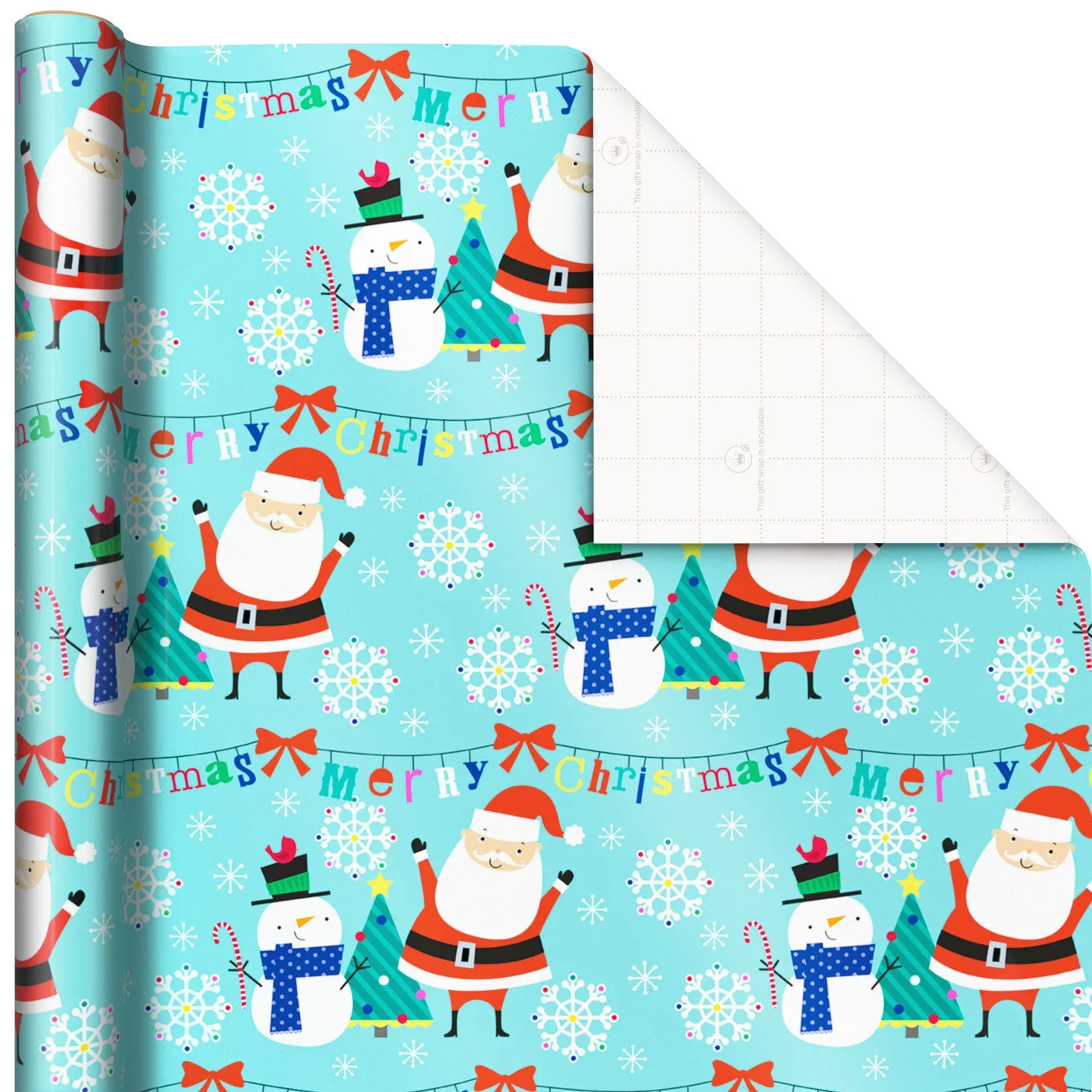 Hallmark Playful Santa & Snowman Christmas Wrapping Paper