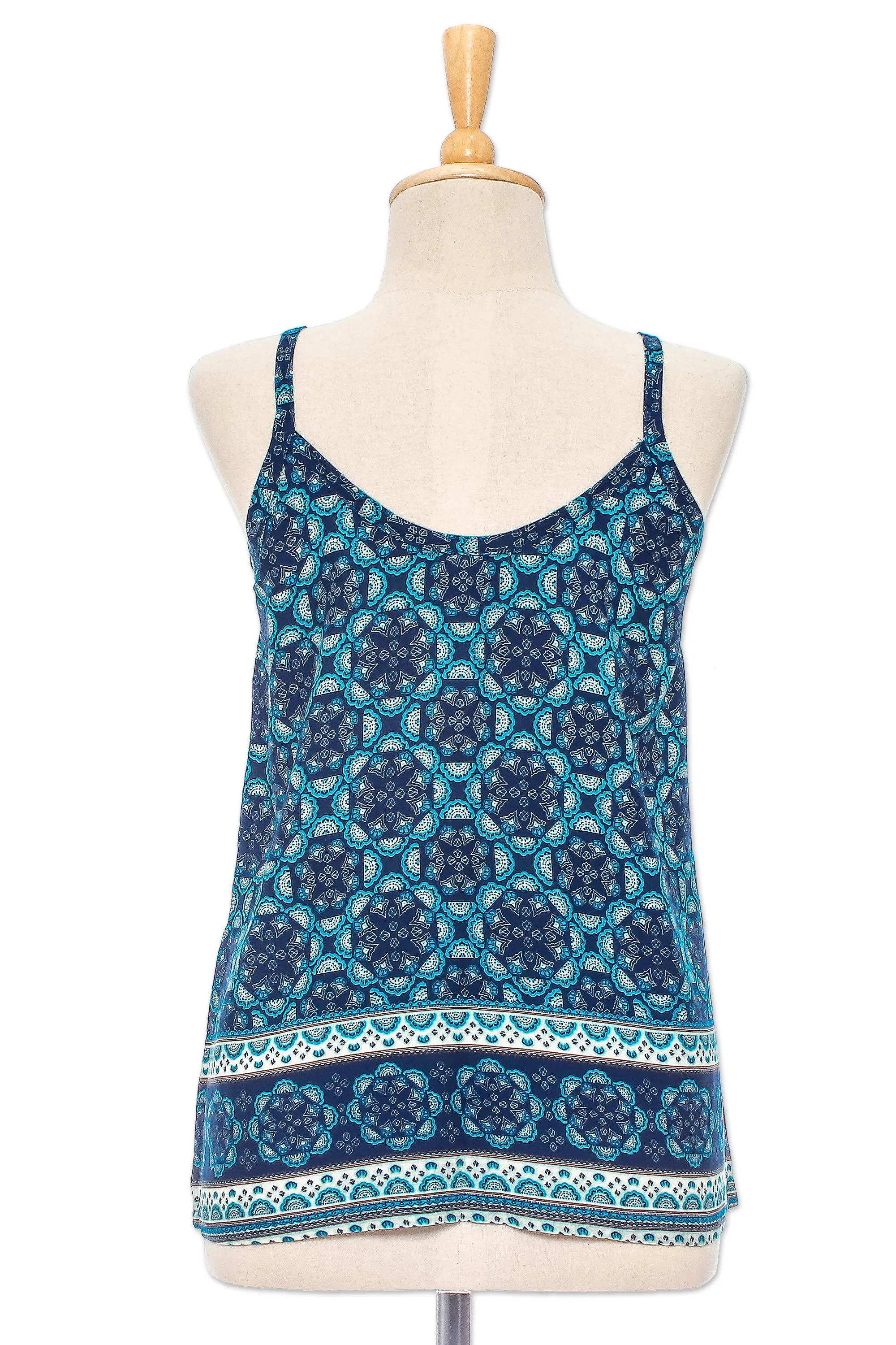 Hand Sewn Geometric Rayon Camisole Top from Thailand - Kaleidoscopic World | NOVICA