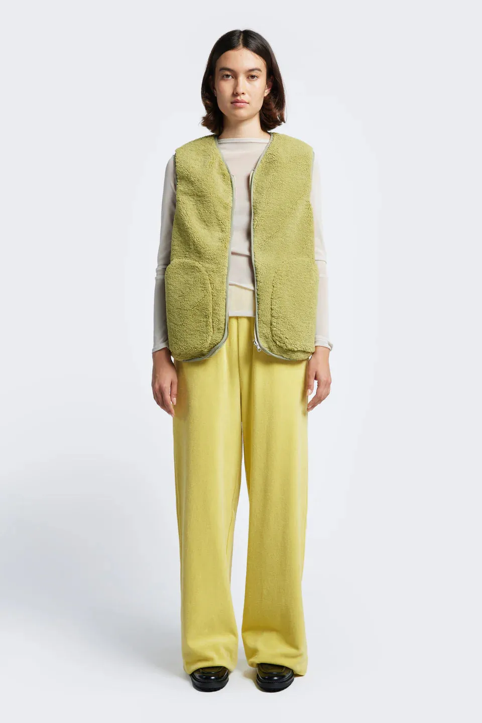 Hearth Shearling Vest - Chartreuse/Sand