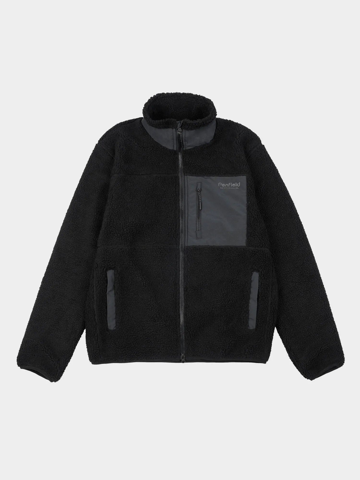 Hudson Script Borg Fleece Jacket in Black