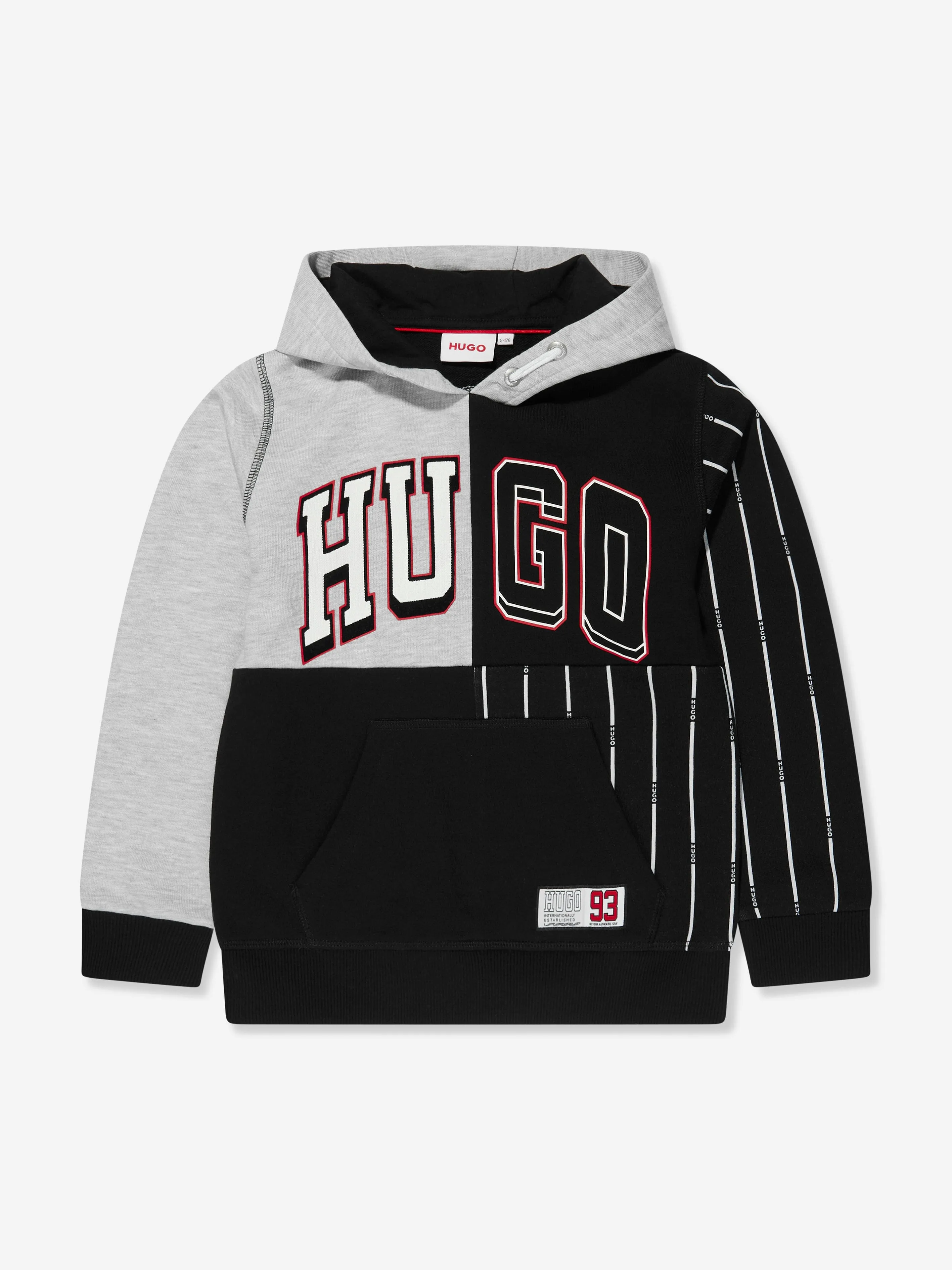 Hugo Boys Logo Hoodie in Grey