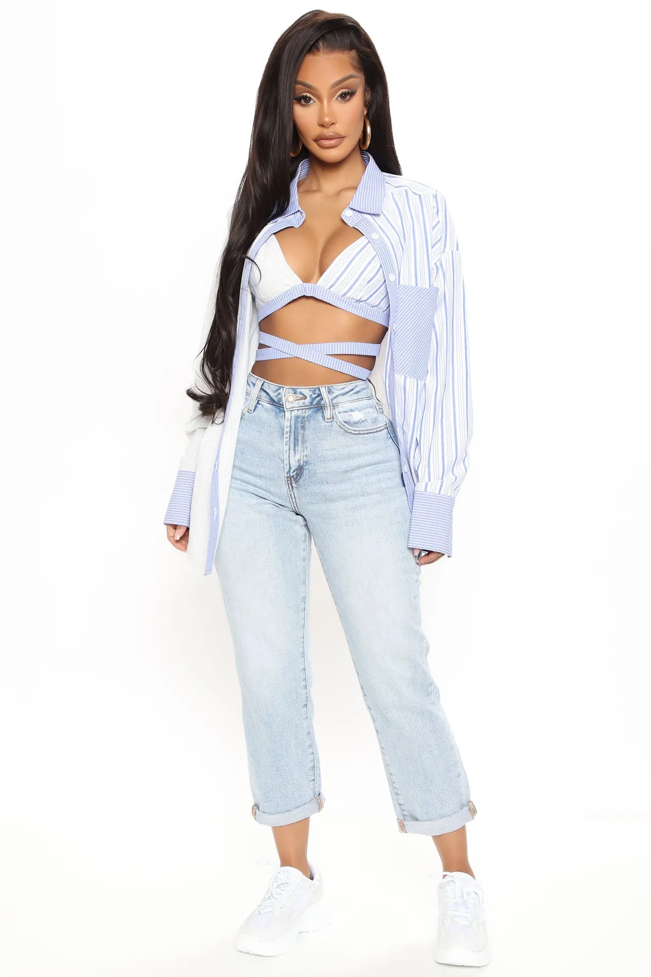 I Have Plans 2 Piece Stripe Top - Blue/combo