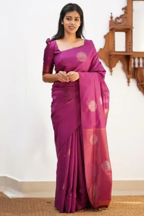 Invaluable Purple Soft Silk Saree With Unique Blouse Piece