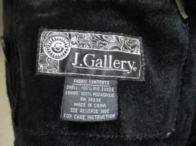 J. GALLERY SHEARLING PIG SUEDE Leather jacket coat BLACK M