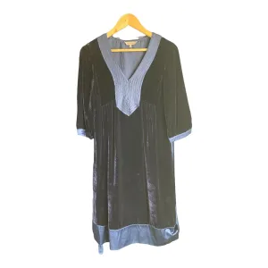 Jigsaw Silk Trimmed Navy Long Sleeved Dress UK Size Small