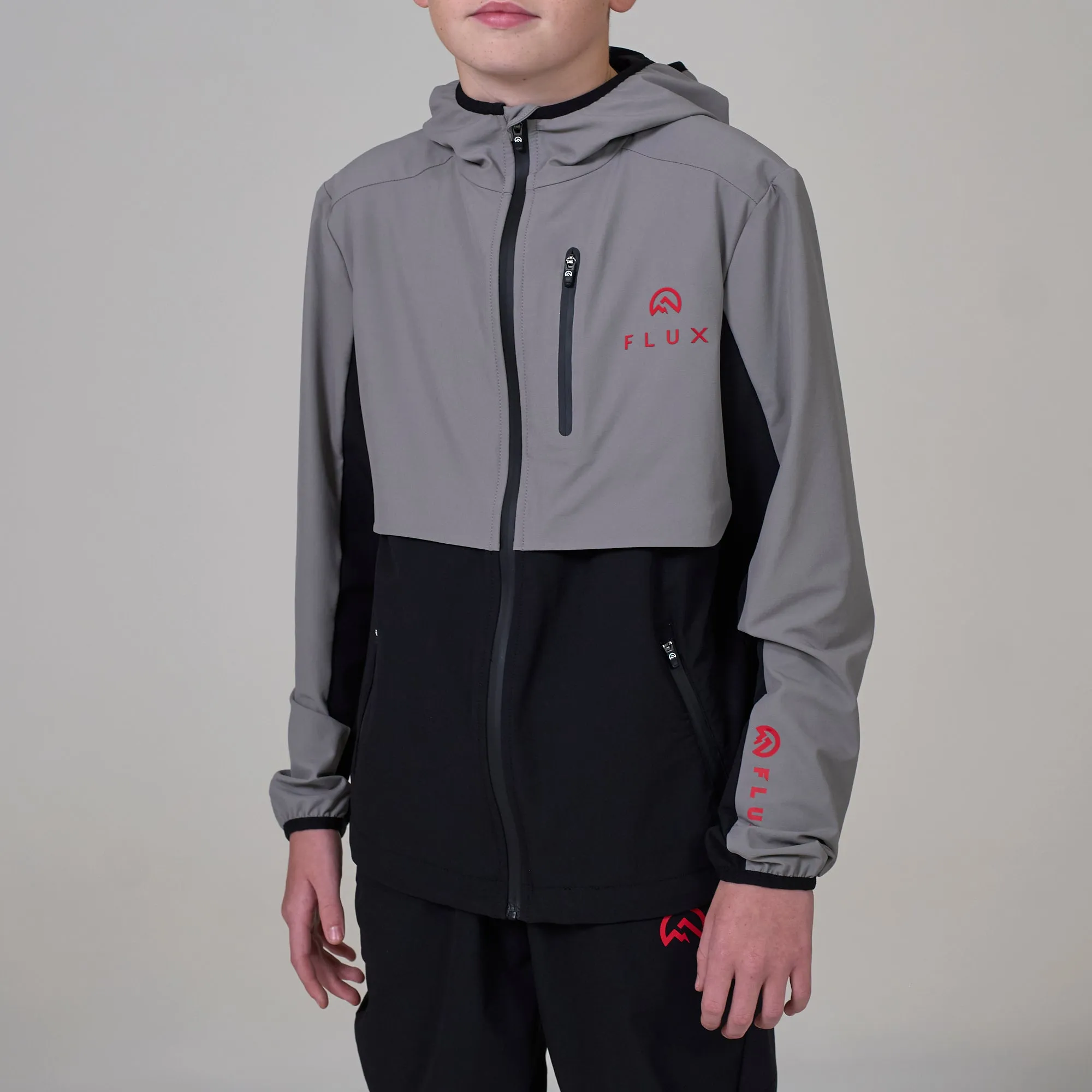 Junior Versatility Tracksuit Jacket - Black/Grey/Red