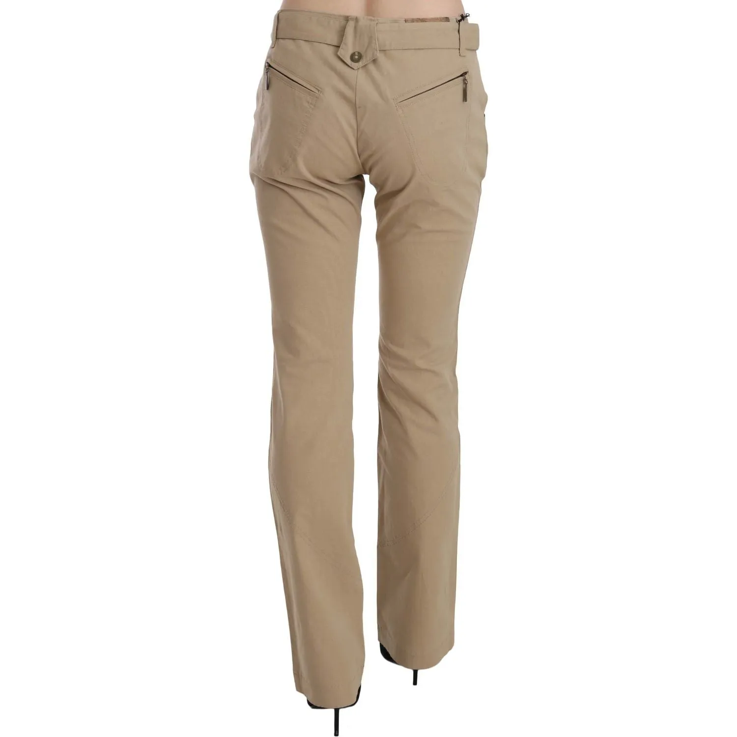 Just Cavalli Beige Mid Waist Straight Leg Pants