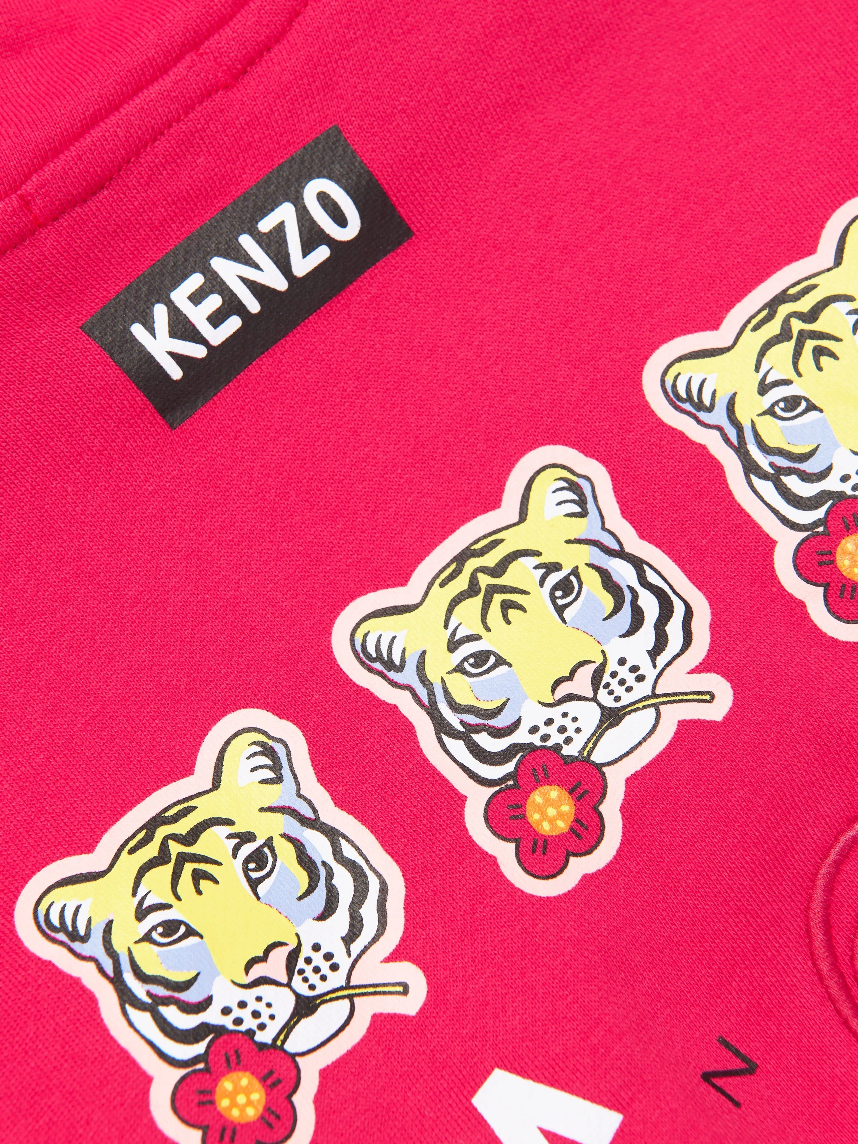 KENZO Girls Logo Print Hoodie in Pink