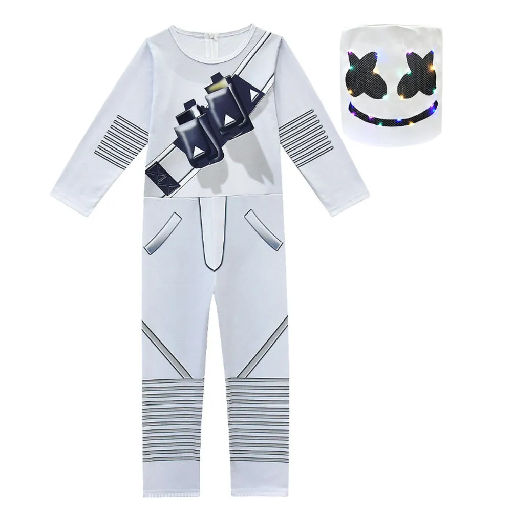 Kids Marshmallow DJ Rock Jumpsuit with Gloves and LED Helmet