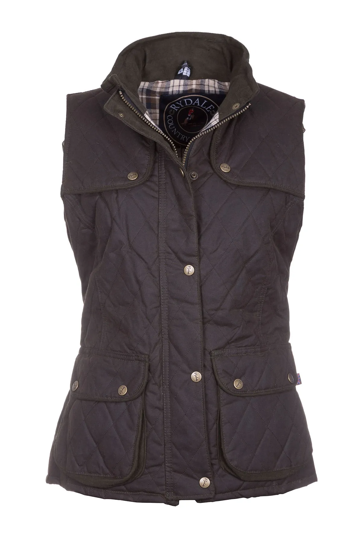 Ladies Diamond Quilted Wax Waistcoat with Elasticated Back