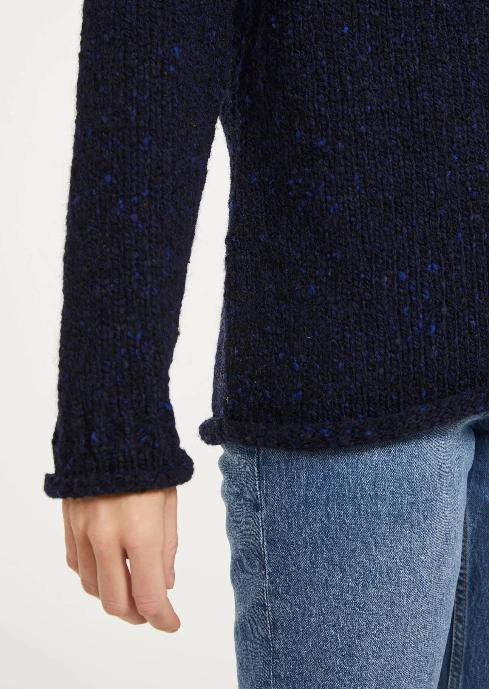 Ladies Donegal Roll Neck Sweater | Navy