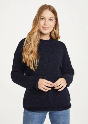 Ladies Donegal Roll Neck Sweater | Navy