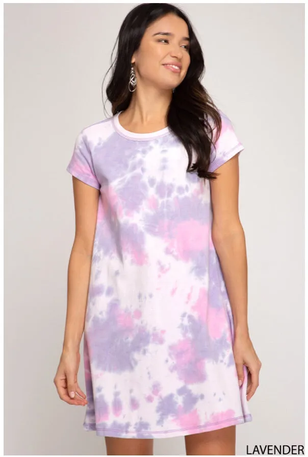 Lavender Tie Dye T-Shirt Dress