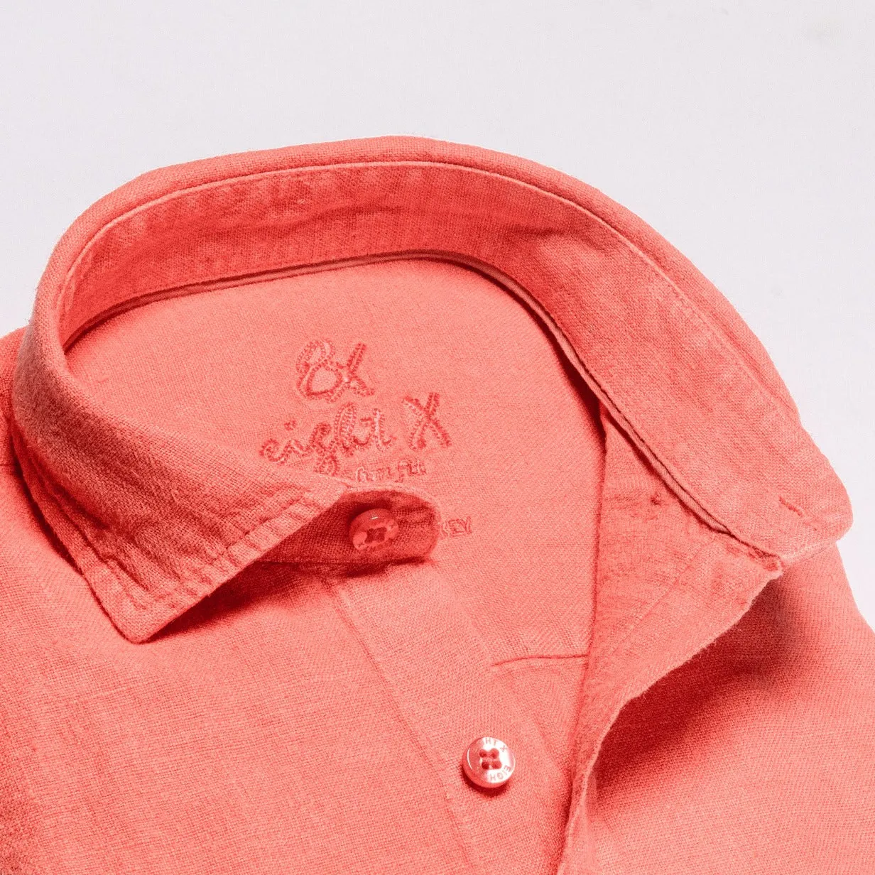 Linen Button Down Shirt - Coral