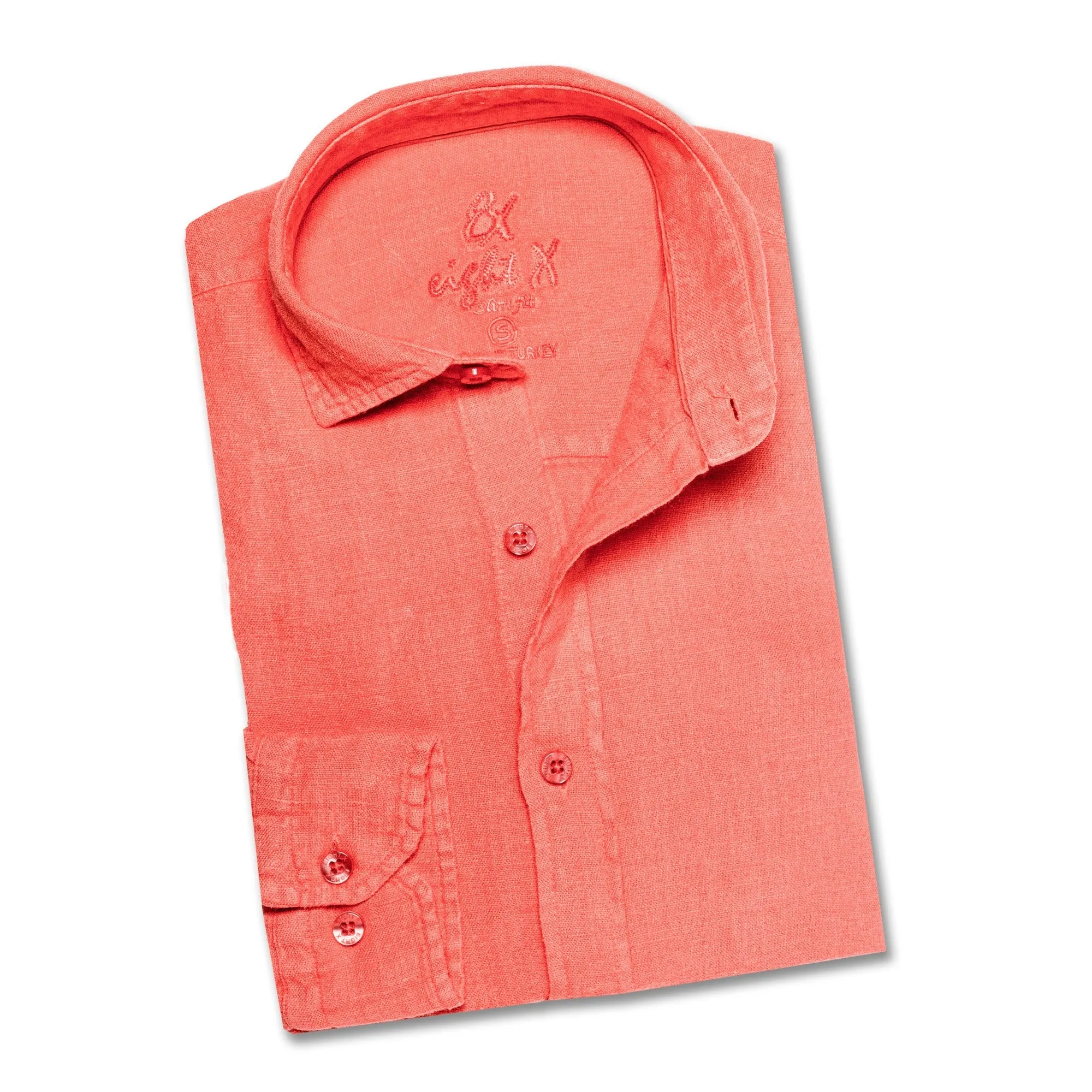 Linen Button Down Shirt - Coral