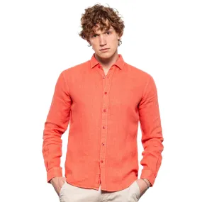 Linen Button Down Shirt - Coral