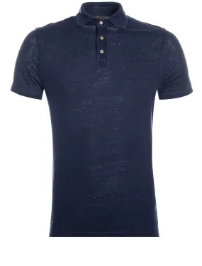 Linen Polo Shirt Navy