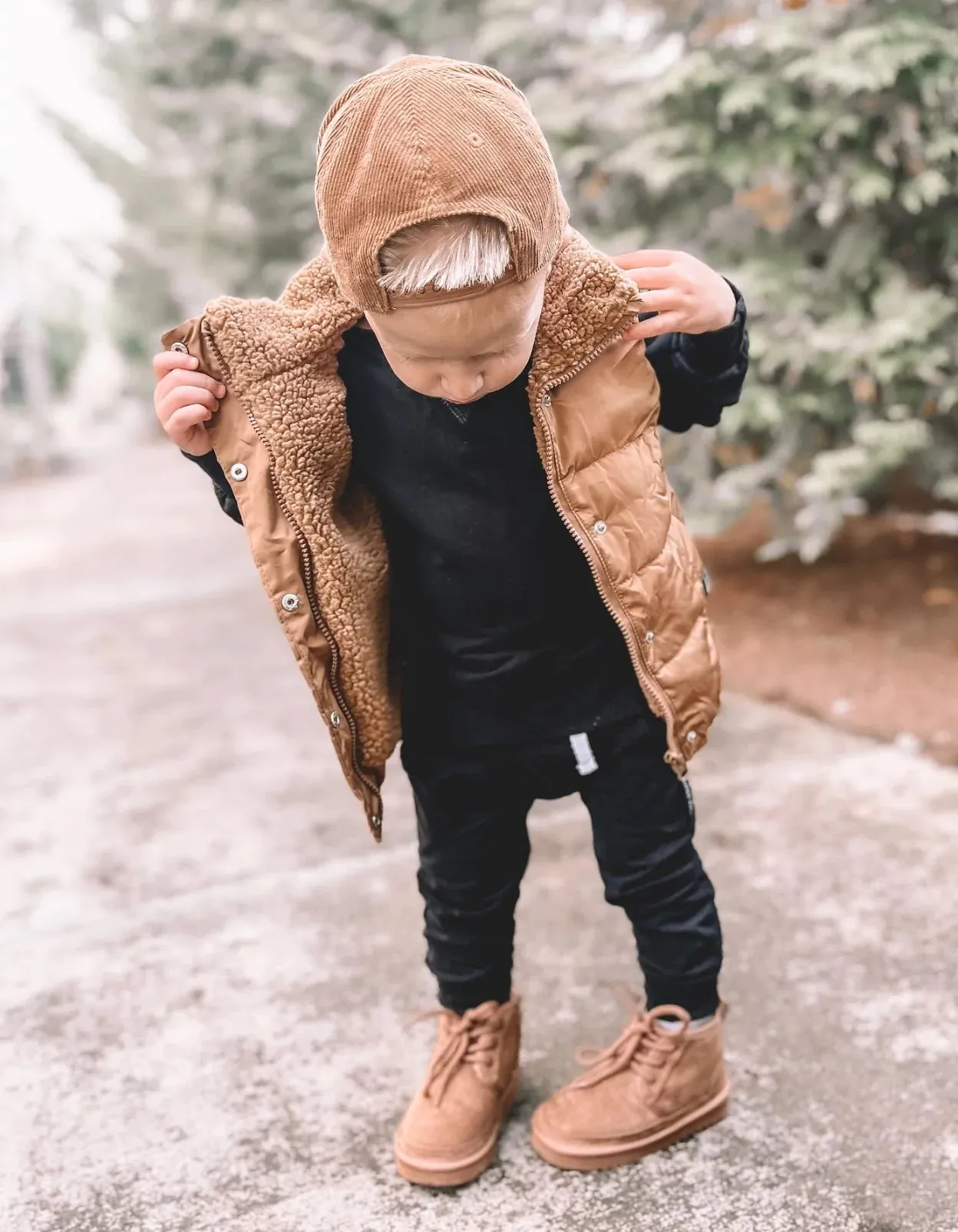 Little Bipsy Sherpa Lined Puffer Vest - Camel