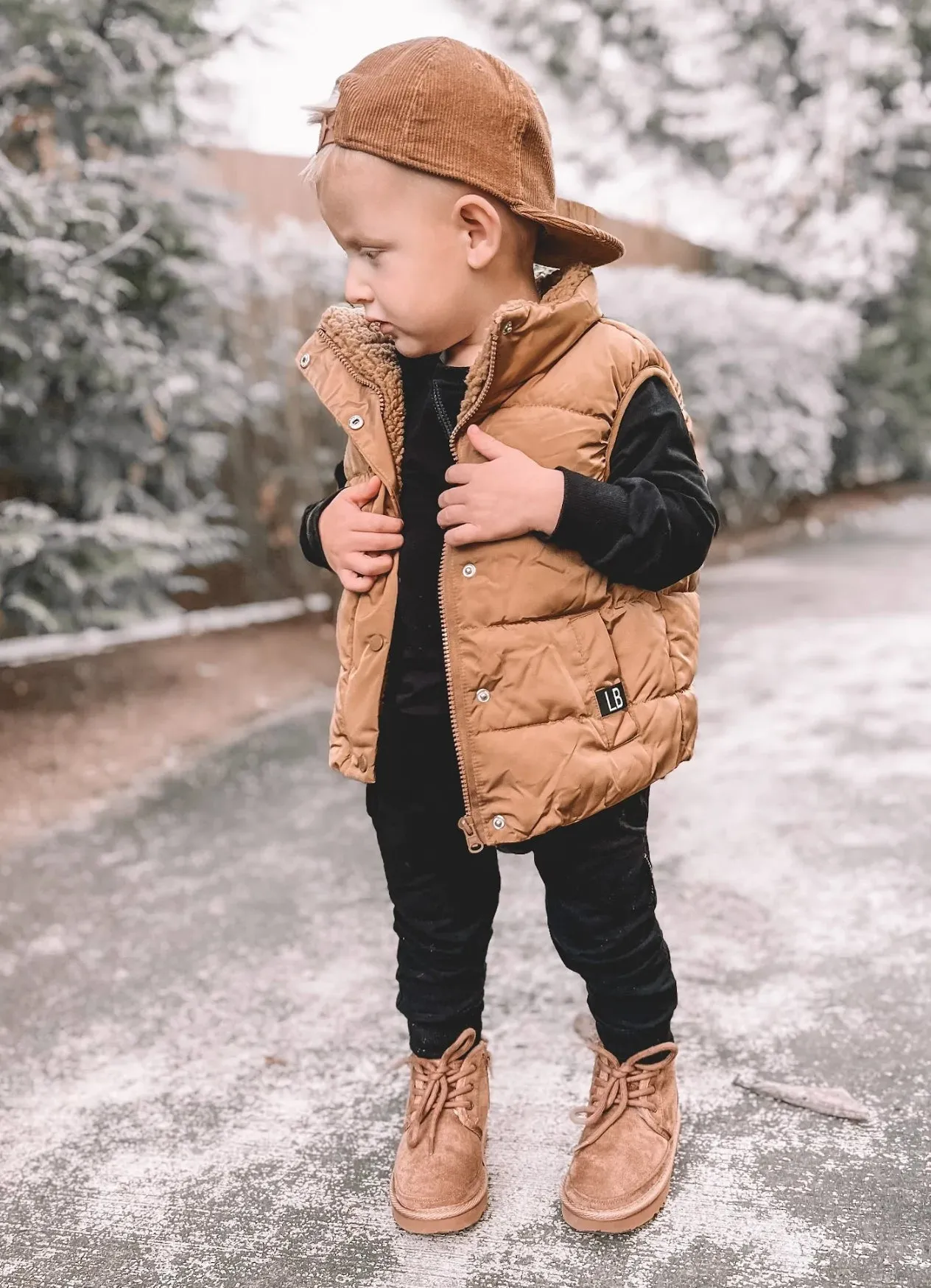 Little Bipsy Sherpa Lined Puffer Vest - Camel