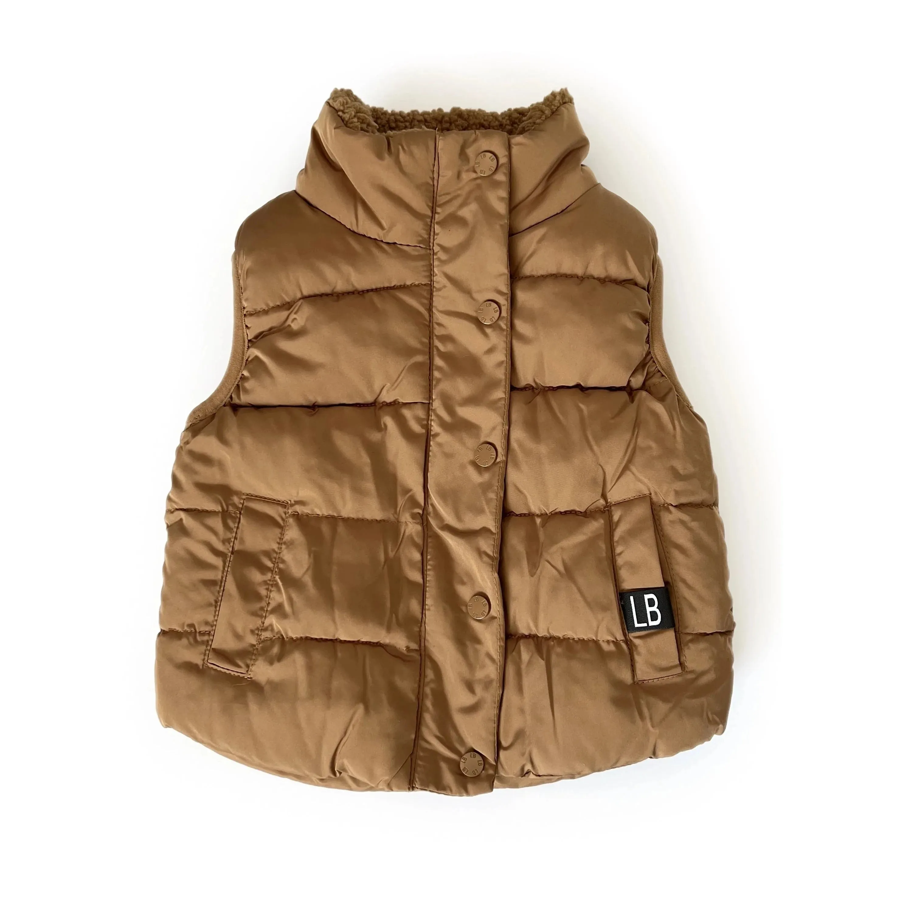 Little Bipsy Sherpa Lined Puffer Vest - Camel