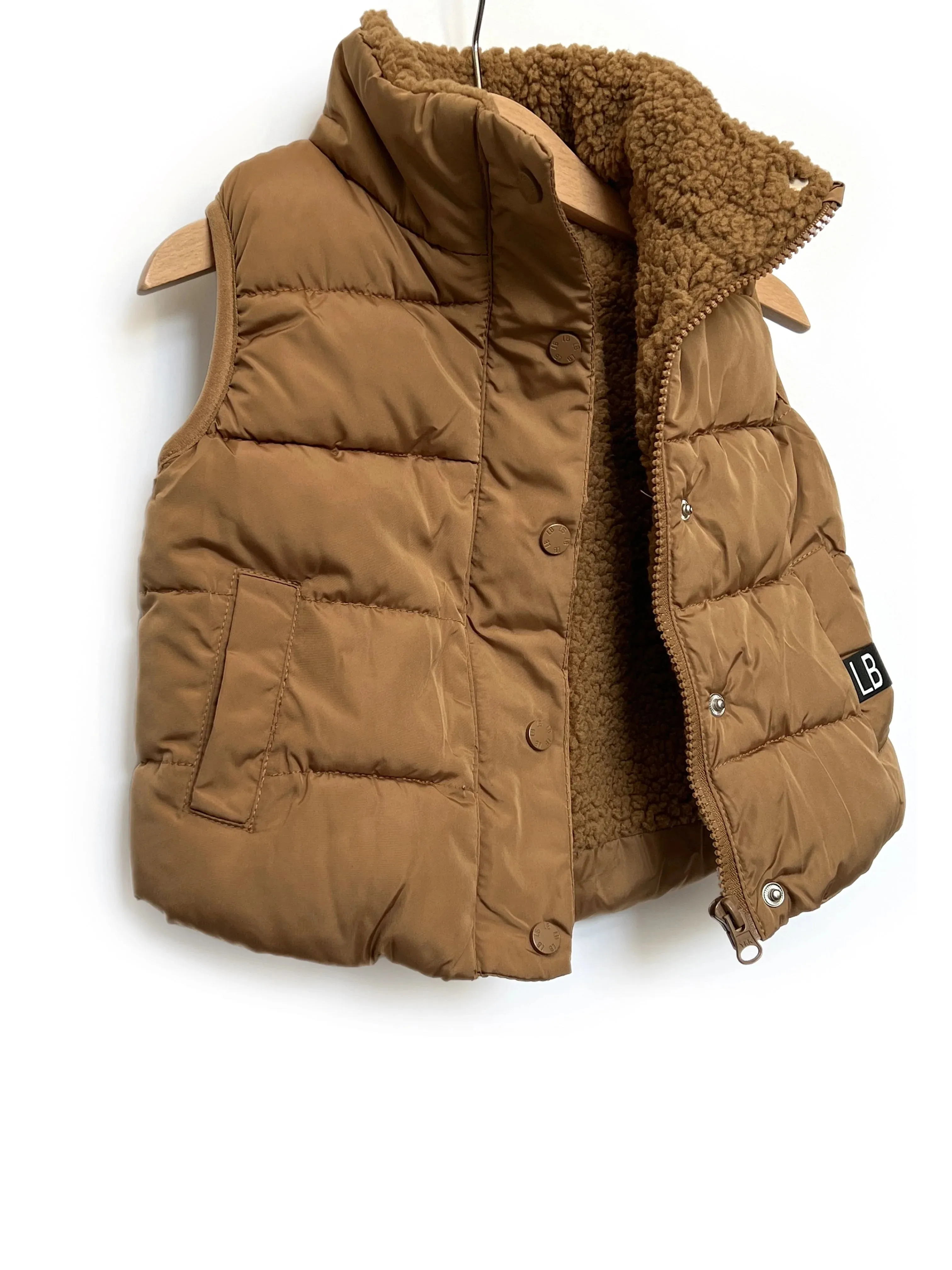 Little Bipsy Sherpa Lined Puffer Vest - Camel