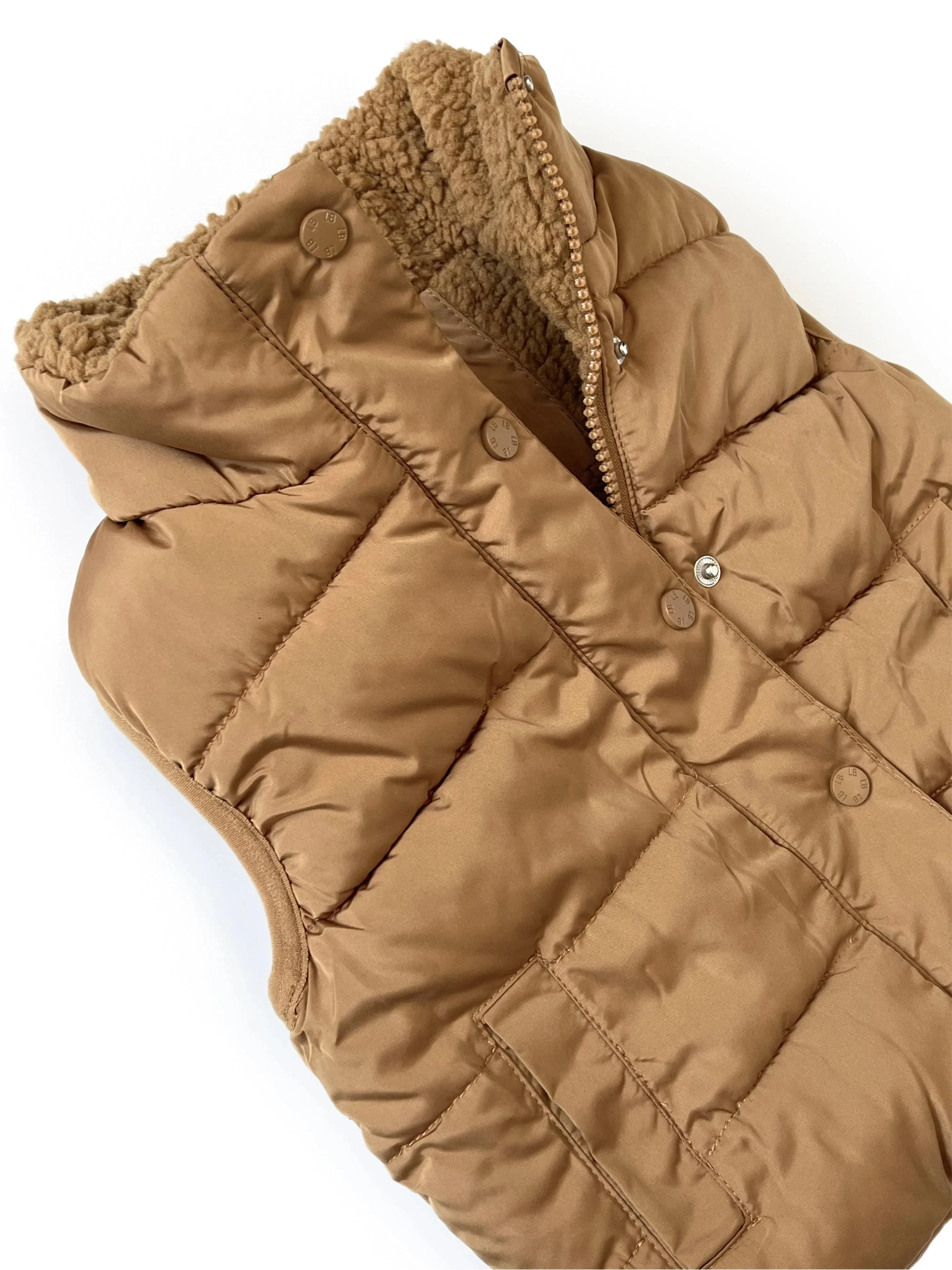 Little Bipsy Sherpa Lined Puffer Vest - Camel