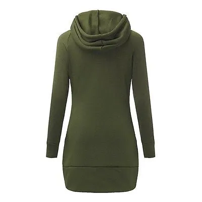 Long sleeve sweater hoodie pocket fashion dress