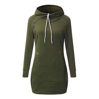 Long sleeve sweater hoodie pocket fashion dress