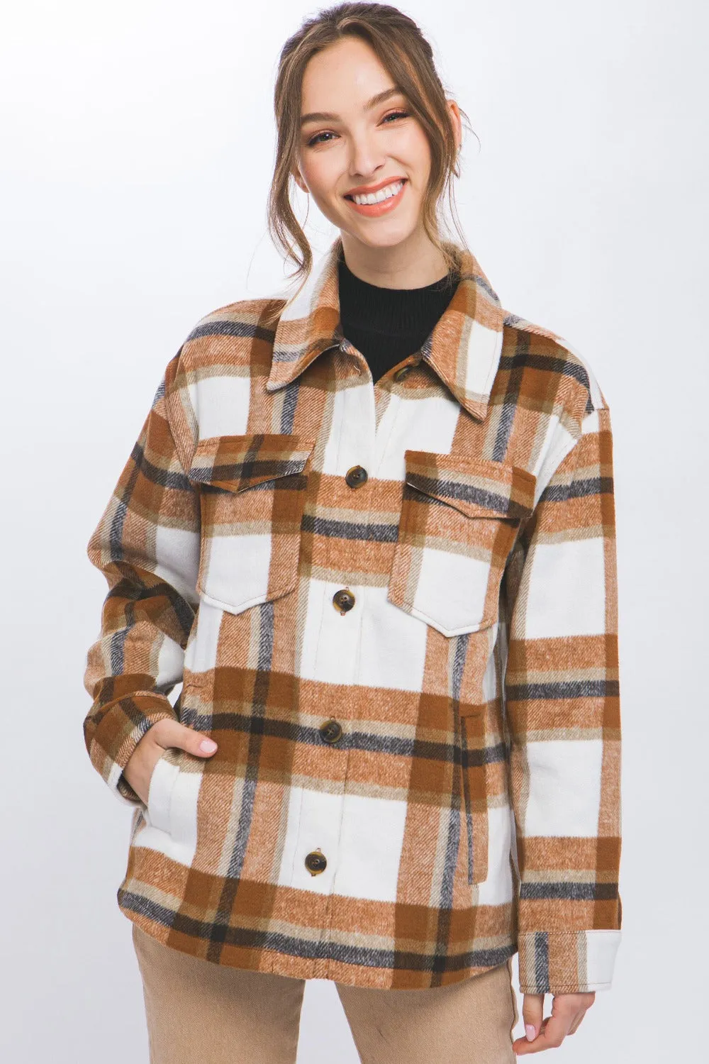 Love Plaid Button Up Shacket