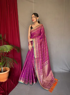 Magenta Purple Saree in Rajkoti Patola Silk