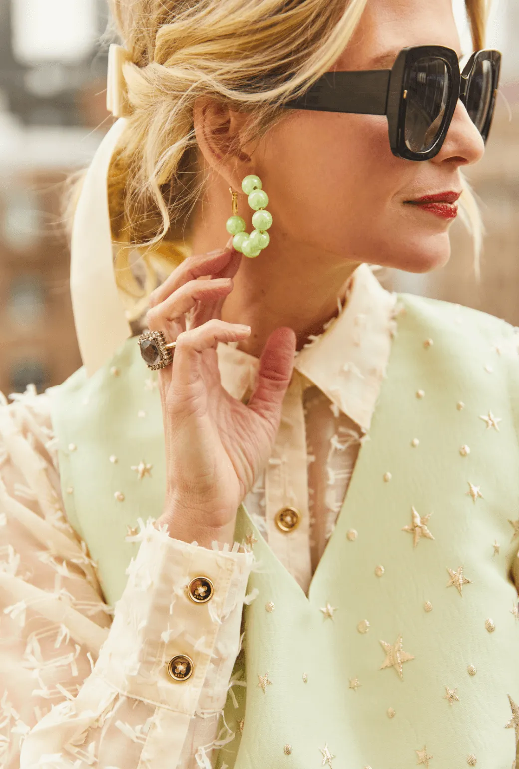 Mel Button Down Shirt - Ivory Bows