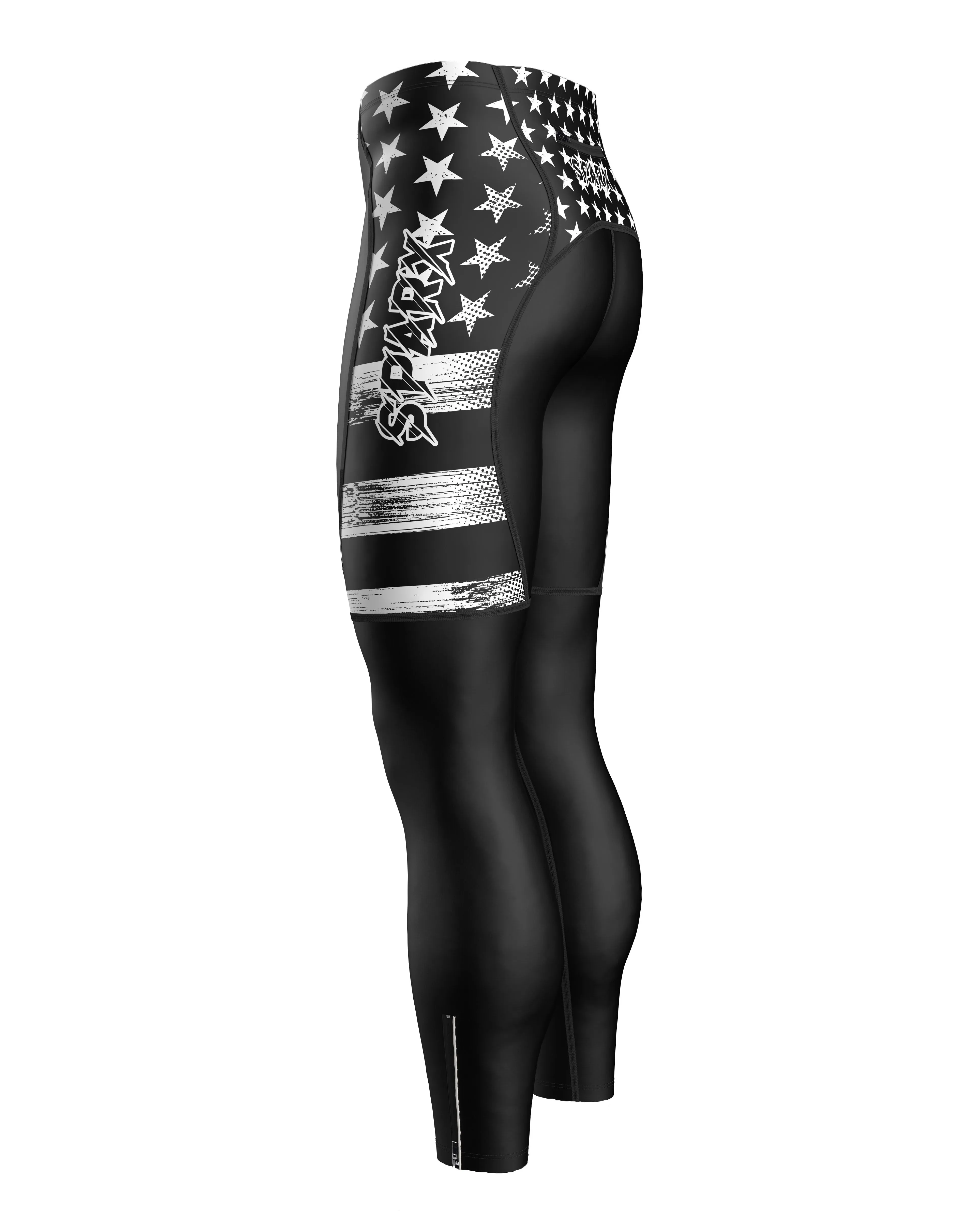 Men Black US Flag Cycling Tights