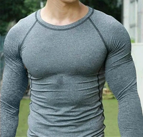 Men Quick Dry Fitness Tees Outdoor Sport Running Climbing Long Sleeves Tights Bodybuilding Tops Gym Train Compression T-shirt