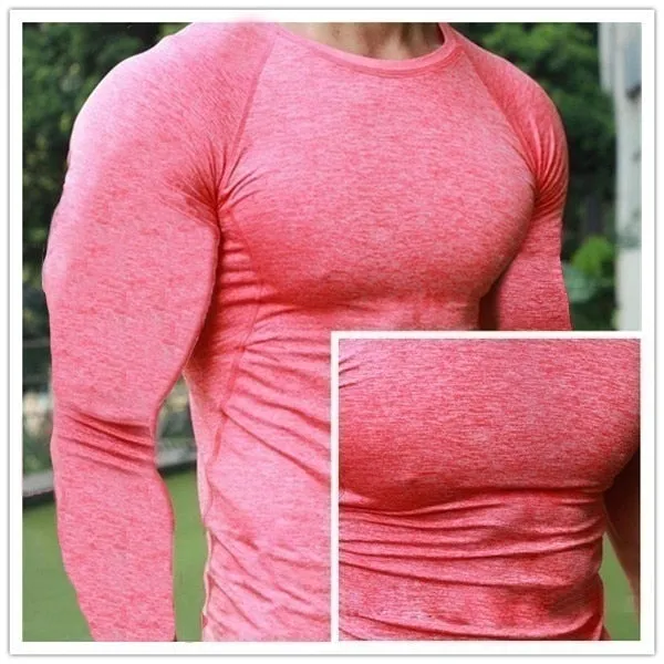 Men Quick Dry Fitness Tees Outdoor Sport Running Climbing Long Sleeves Tights Bodybuilding Tops Gym Train Compression T-shirt