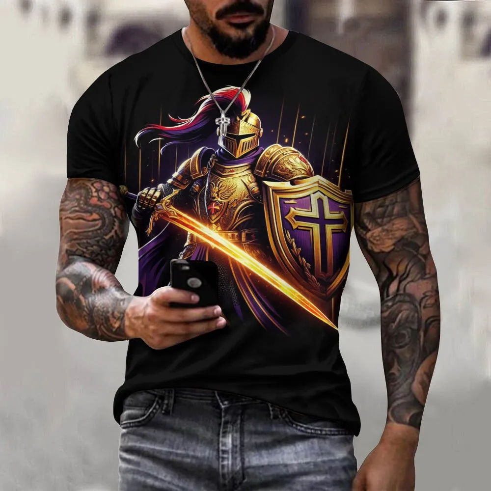 Men's Bold Templar Warrior Cotton T-shirt