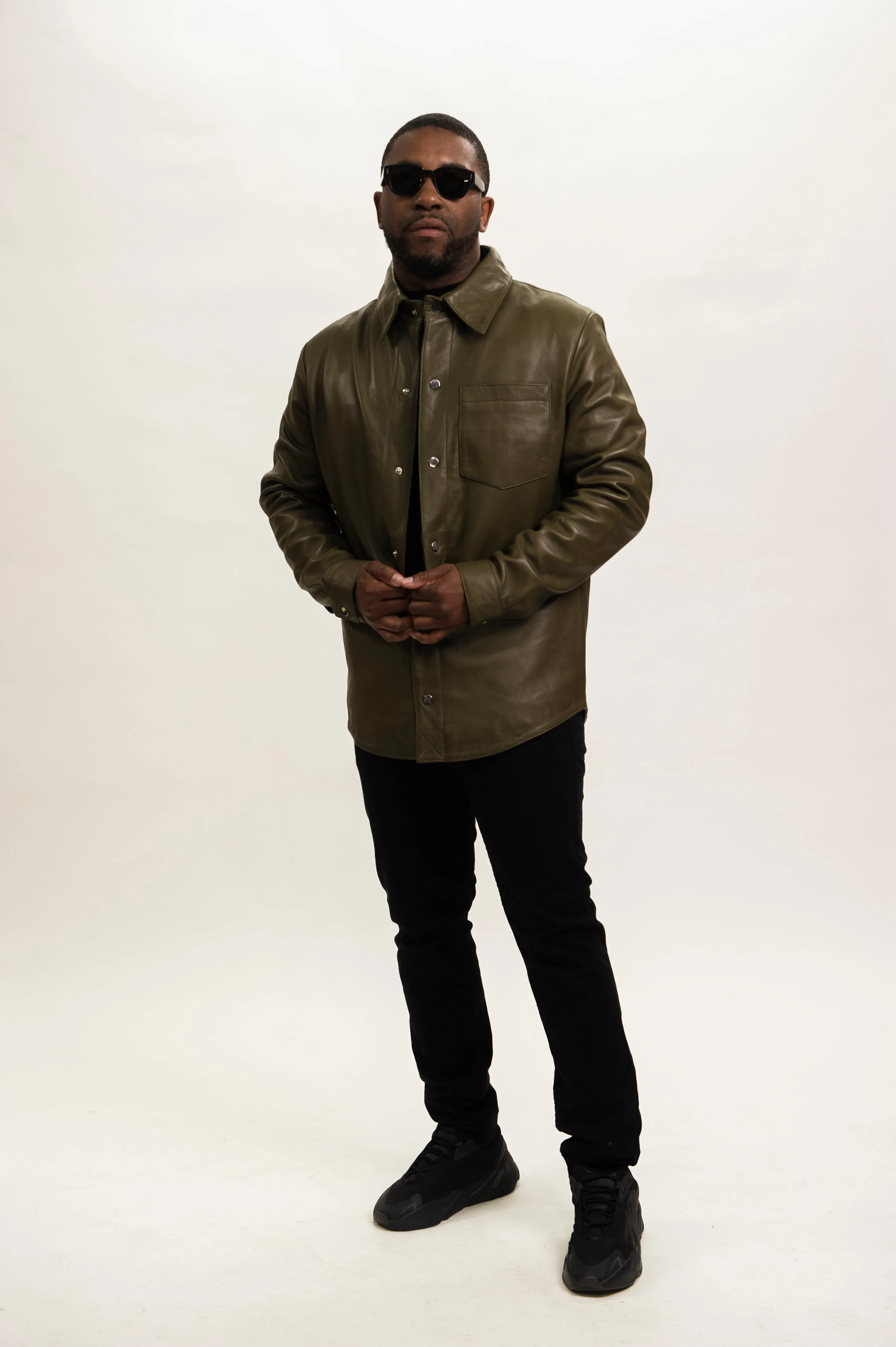 Men's Luka Leather Shirt [Olive]