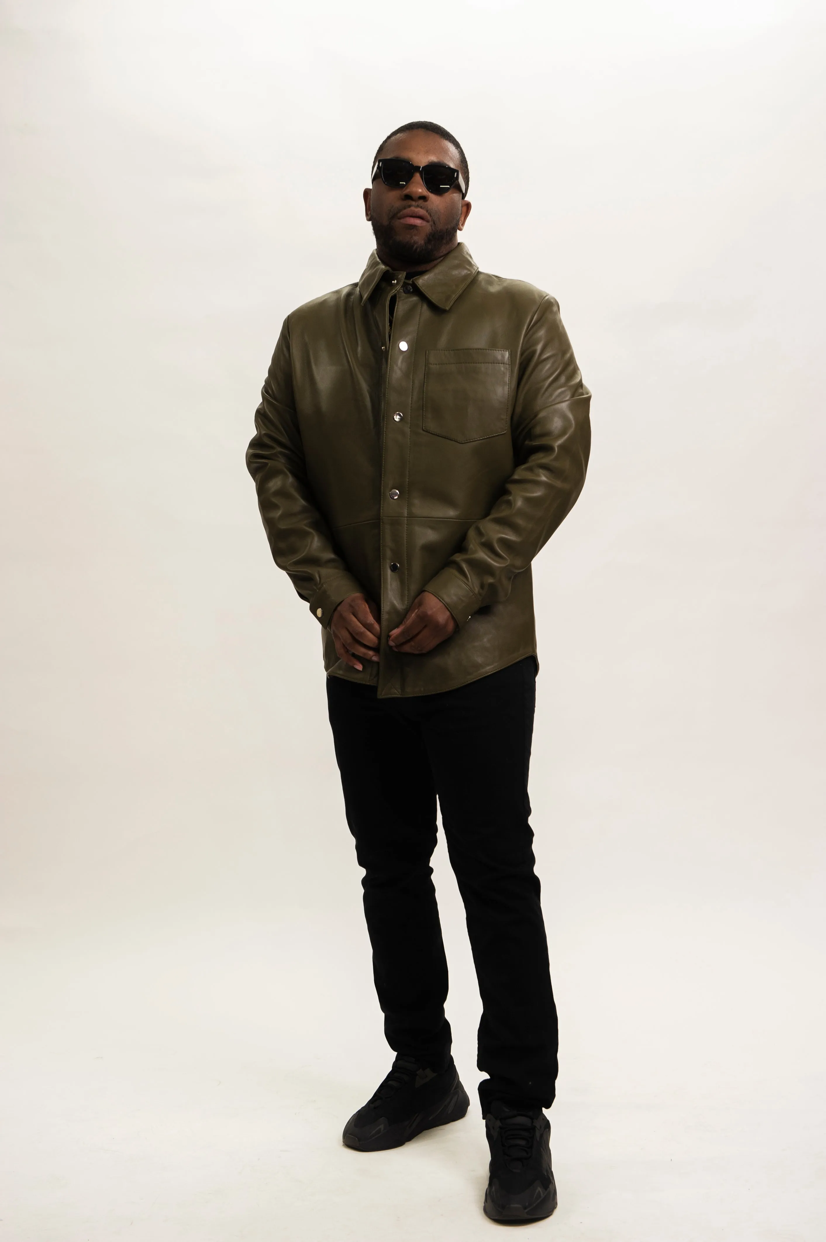 Men's Luka Leather Shirt [Olive]