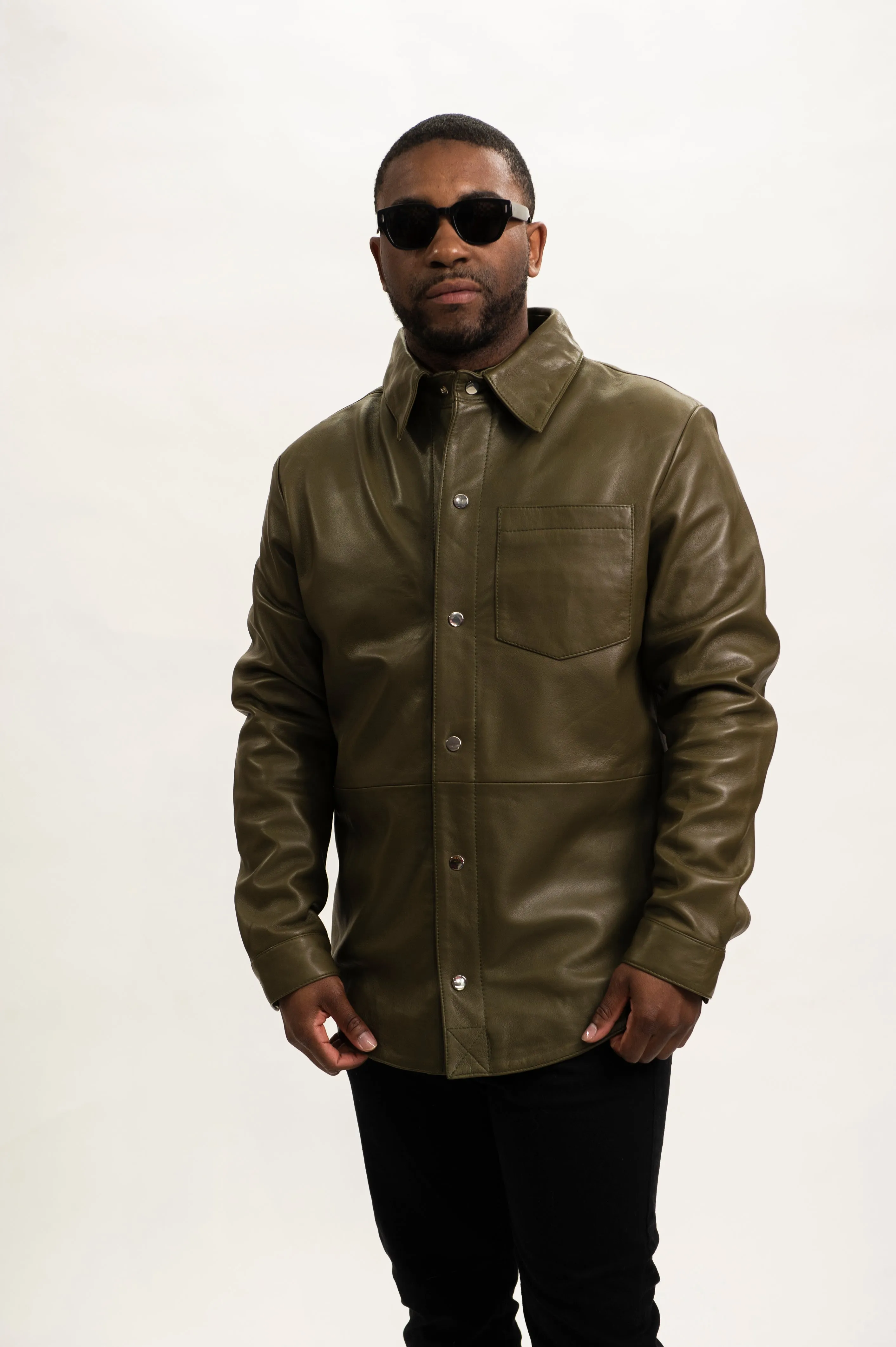 Men's Luka Leather Shirt [Olive]