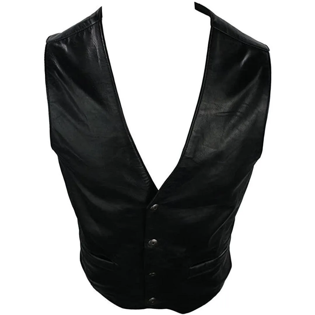 Mens Real Full Leather Gilet Waistcoat