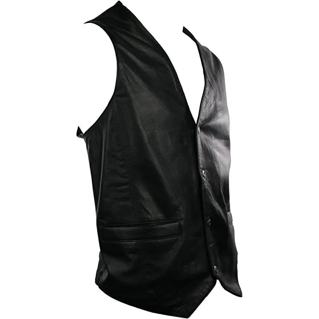 Mens Real Full Leather Gilet Waistcoat