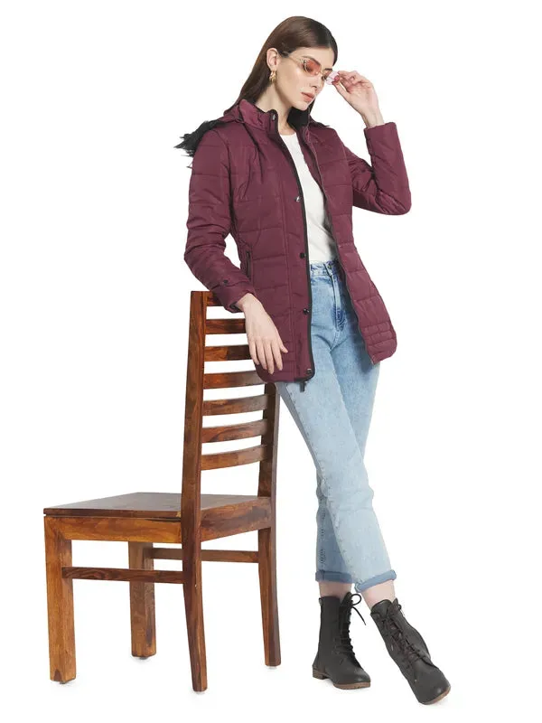 Mettle Women Maroon Longline Parka Jacket