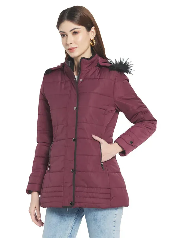 Mettle Women Maroon Longline Parka Jacket